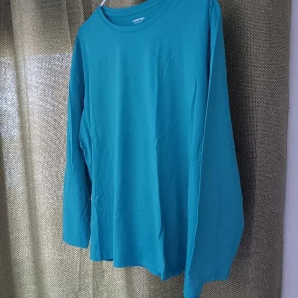 Lands' End Coastal blue Suprima crew neck LS jersey